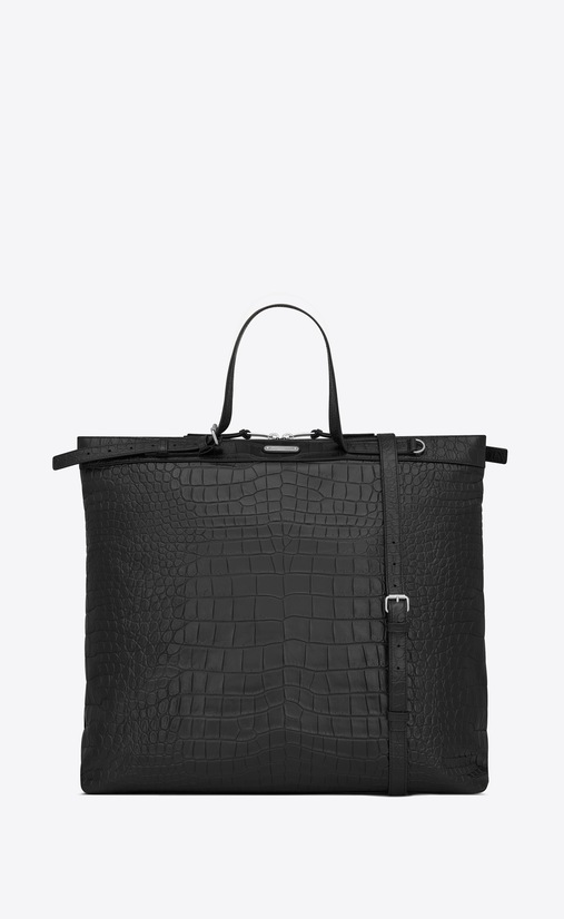 ID shopping bag in crocodile embossed leather